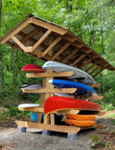 Full Roof - Custom Free-Standing Wood Rack (Holds 6-10 Kayaks, SUPs & Canoes)
