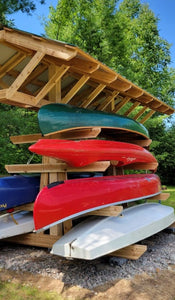 Full Roof - Custom Free-Standing Wood Rack (Holds 6-10 Kayaks, SUPs & Canoes)